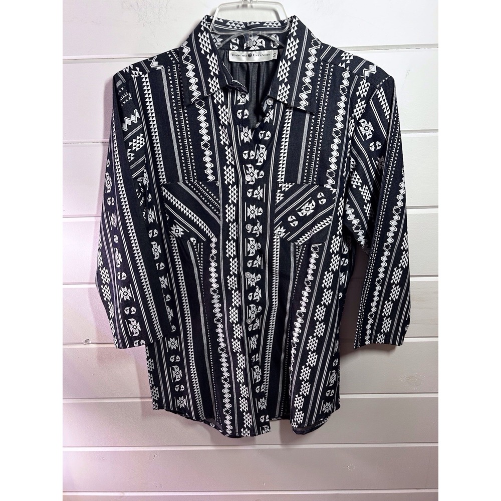 Rancho Estancia Woman's Western Shirt Navy Size Small Ranch wear Unique
